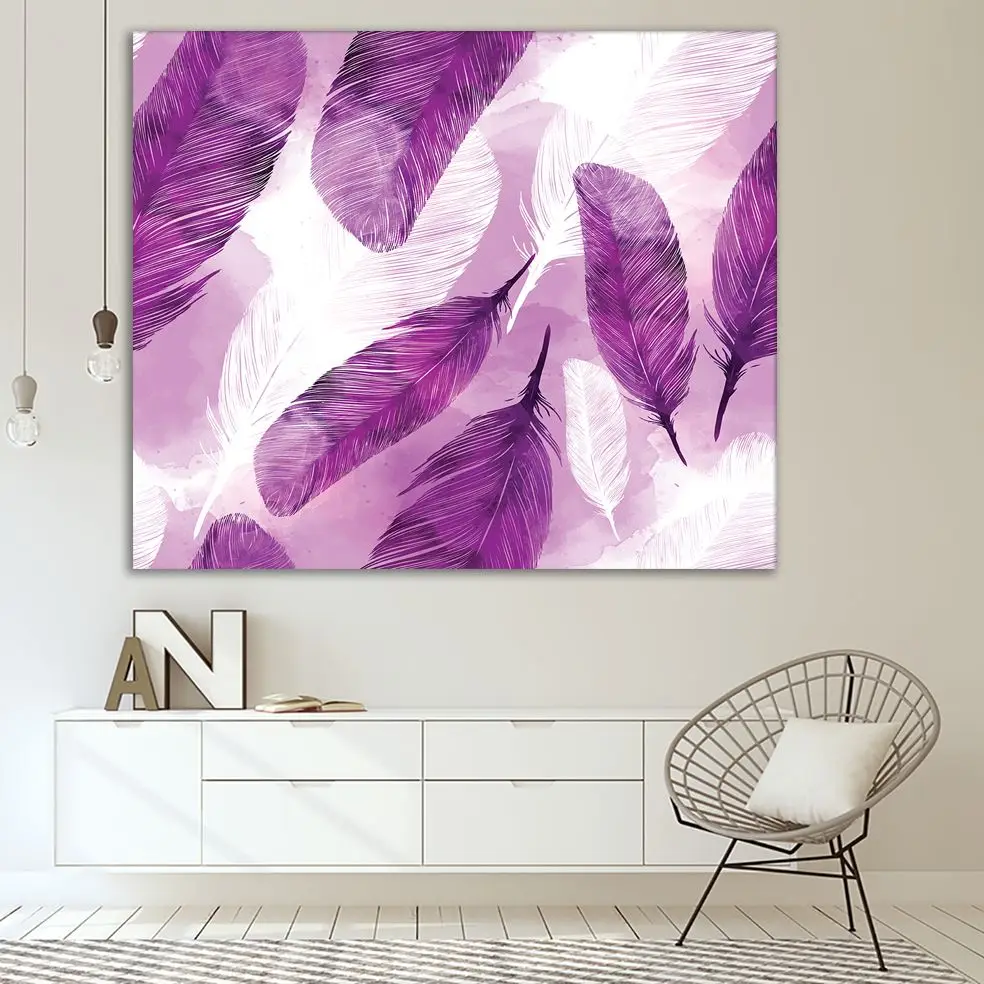 Гобеленовые Перья Узор природа шик современный яркий цветной акварельный