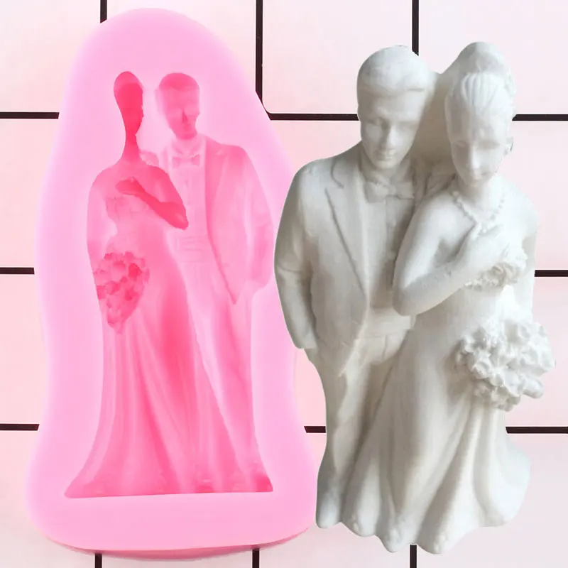 

Bride Bridegroom Wedding Silicone Mold Cake Topper Fondant Cake Decorating Tools Handmade Soap Mold Candy Clay Chooclate Molds