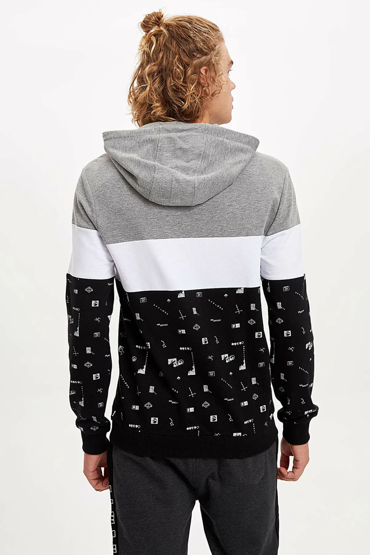 Дефакто Модные мужские толстовки для отдыха в полоску украшенные футболки