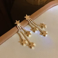 star tassel earrings lightning rhinestone flower shining for women senior party jewelry vintage korean fashion wholesale stud