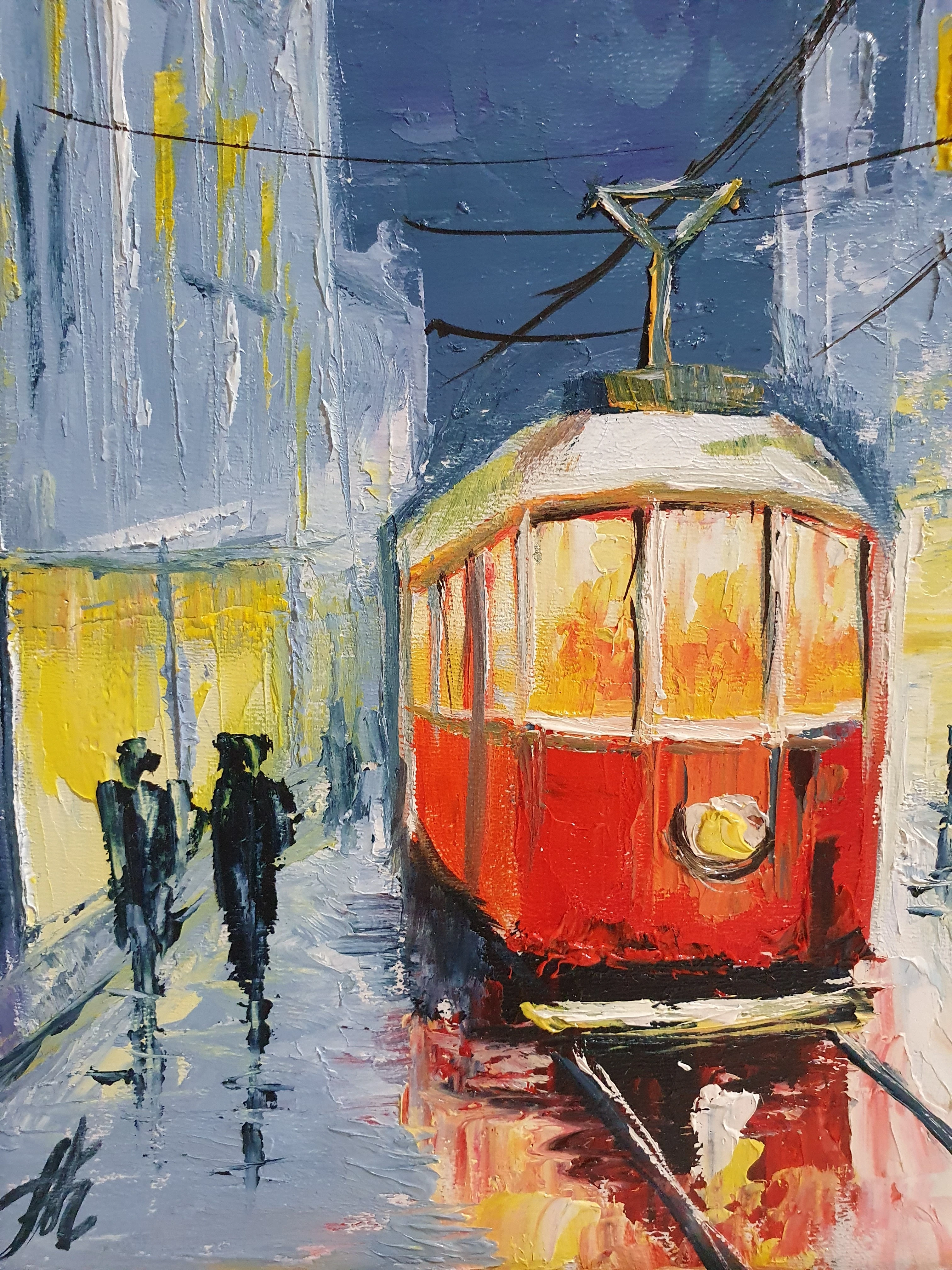 Картина маслом на двп &quotГорода&quot оформлено в рамку 25х25см арт:20210815_151847 | Живопись