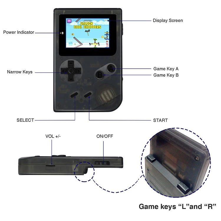 Children's adult birthday gift Retro Mini 8bit Tetris game console Built 1169 Games Childhood memories |