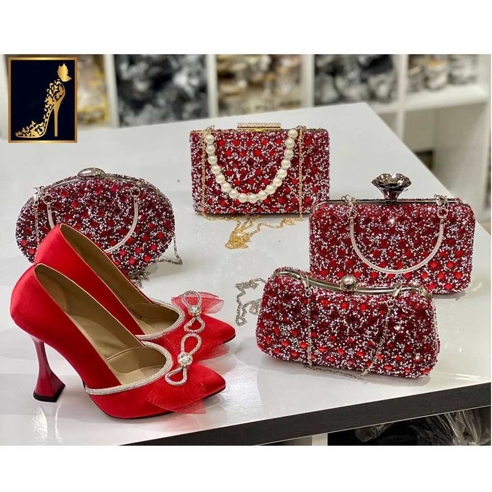 

Набор женских туфель с острым носком, туфли-лодочки на высоком каблуке, платформа, свадебные, для Dowry, деловые, африканские модели, на цепочке, Acc