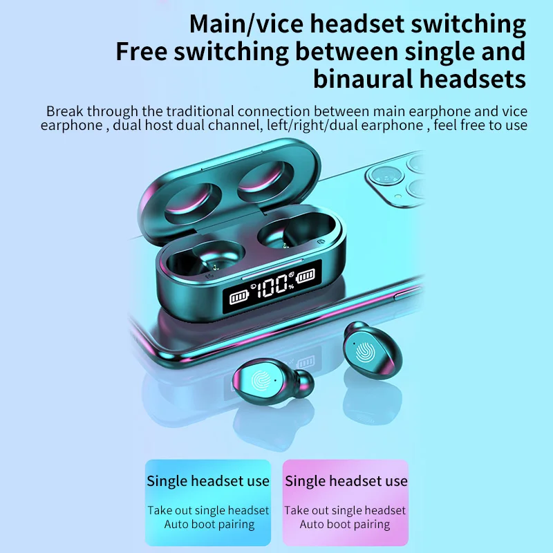 Наушники-вкладыши TWS с Беспроводной наушники Bluetooth 5 0 9D Hi-Fi стерео спортивные