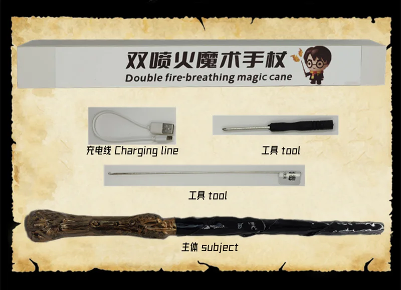 Двойной огнеупорный волшебный тростник фокусы реквизит огонь волшебная палочка