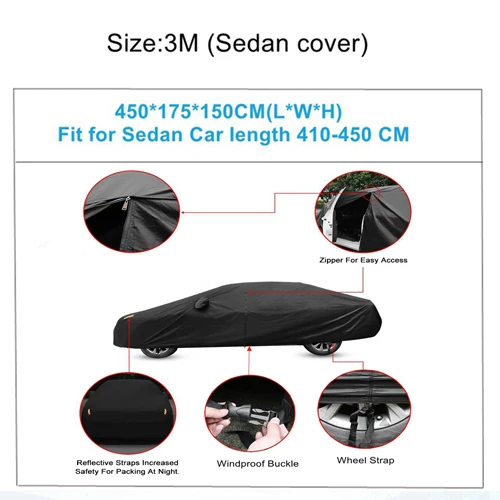 3M-450x175x150cm Uxcell 7 Размер Водонепроницаемый Полный автомобильный чехол Снежный лед пыль солнце УФ защита Открытый протектор Чехлы для SUV седан хэтчбек полный - Название цвета: 3M-450x175x150cm