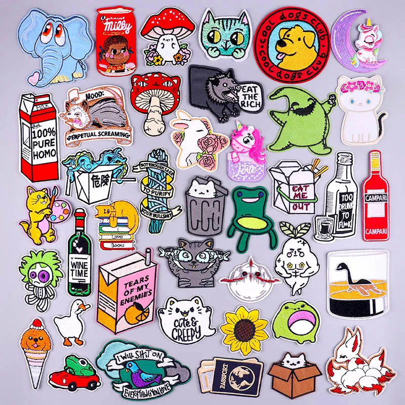 

Cartoon Animal Patch Iron On Patches For Clothing Thermoadhesive Patches On Clothes Drink Embroidered Stickers For Kids Clothes