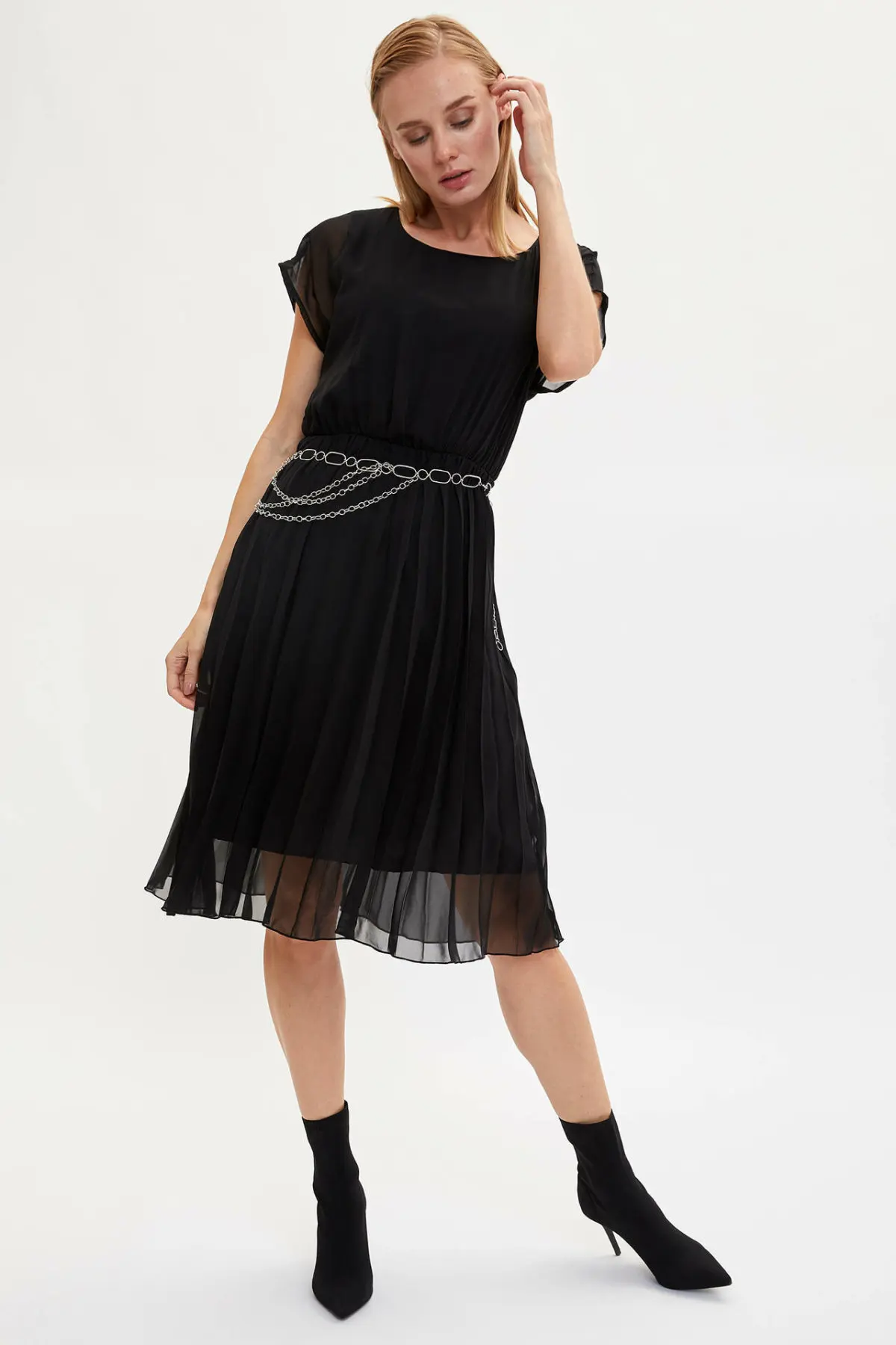 DeFacto модное женское Тканое платье с круглым вырезом повседневные кружевные