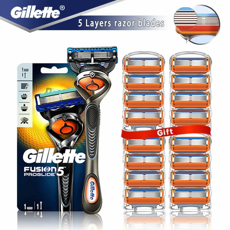 Safety Razor Gillette Fusion 5 Proglide Straight Shaver For Men Shaving Machine With Blades Shave Cassettes For Beard Shavette