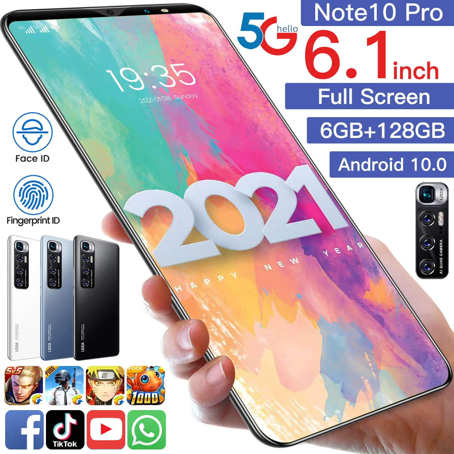Смартфон Note 10 Pro 6 + 128 ГБ 1 дюйма MTK 6763 ядер 4g Android 0 4800 мА · ч|Смартфоны| |