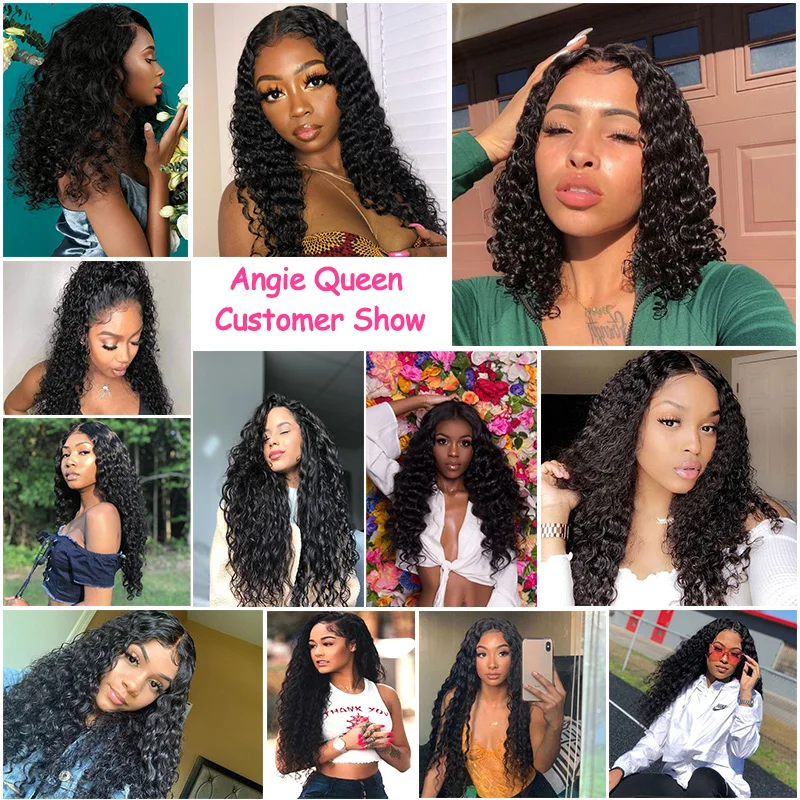 

ANGIE QUEEN Brazilian hair closure 100% human hair closure deep wave lace closure 150% closure 8-20 inches middle part free part