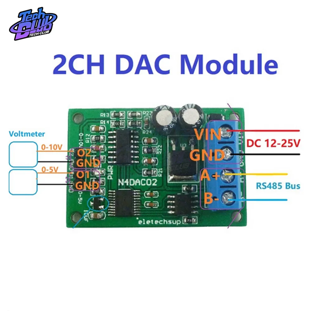 Новый аналоговый преобразователь напряжения 2CH модуль DAC 0 5V 10V PWM В напряжение RS485