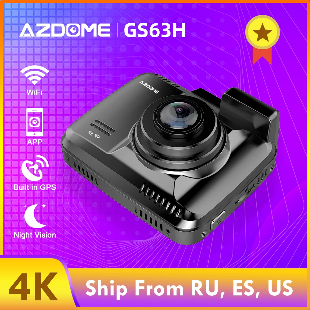 AZDOME GS63H встроенный gps Wi-Fi Двойной объектив FHD 1080P спереди+ VGA сзади Камера Видеорегистраторы для автомобилей Регистраторы 4 К 2160 P тире видеорегистратор Регистраторы
