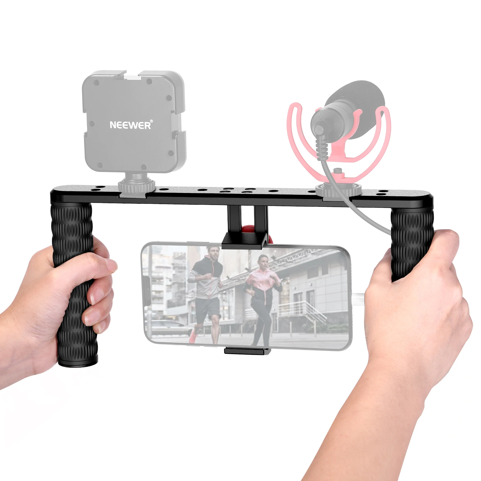 

Neewer Metal Smartphone Video Rig,Filmmaking Recording Vlogging Rig Case Handheld Grip Stabilizer with Cold Shoe Mount