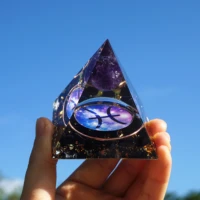 pisces orgone pyramid kit positive energy amethyst crystal sphere with obsidian reiki charged pyramid generator meditation gift