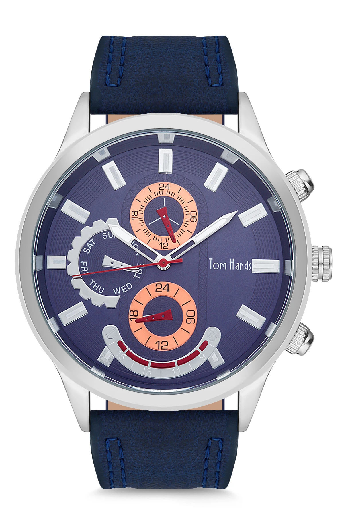 

2020 top Brand Luxury Fashion Men 'S Navy Blue Leather Quartz Wristwatches Clock THST1-T0493-ED771 Tom & Hands