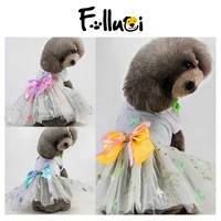new dog cat elegant barbie wedding dress tutu lacebow design skirt pet clothing for small dog princess party apparel supplies