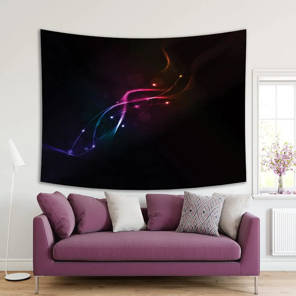 

Гобелен, абстрактная волна, светящисветильник, Красочный геометрический, размытый энергичный луч, минималистичное изображение, черный, красный, розовый, синий