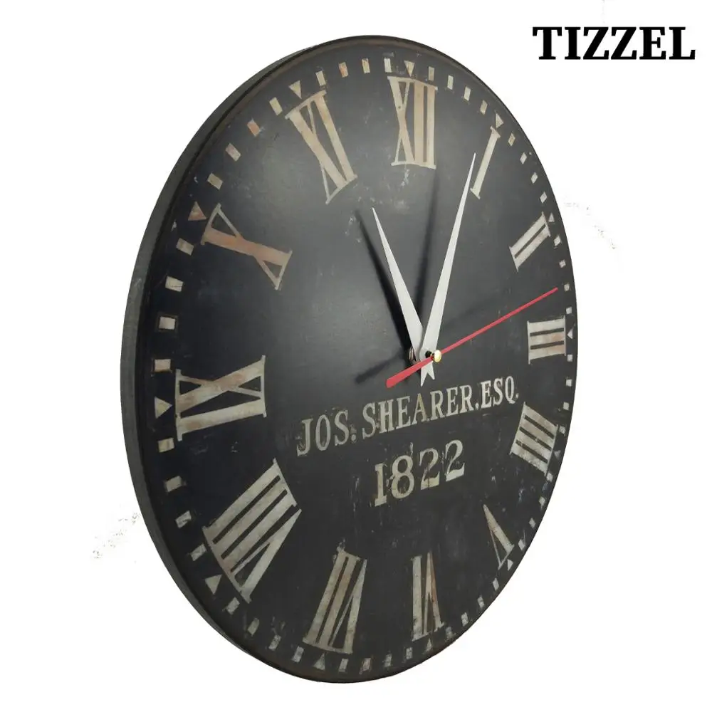 Часы настенные Joseph TIZZEL Wall Clock Wood Vintage Modern Design Antique Style For Home Living Room Kitchen 30 cm | Дом и сад