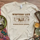 Женская футболка в стиле ретро с изображением Дикого Запада Родео, Винтажная футболка в стиле ретро с изображением ковбошонки в стиле ретро 60-х годов, хипстерские Топы с коротким рукавом Y2k