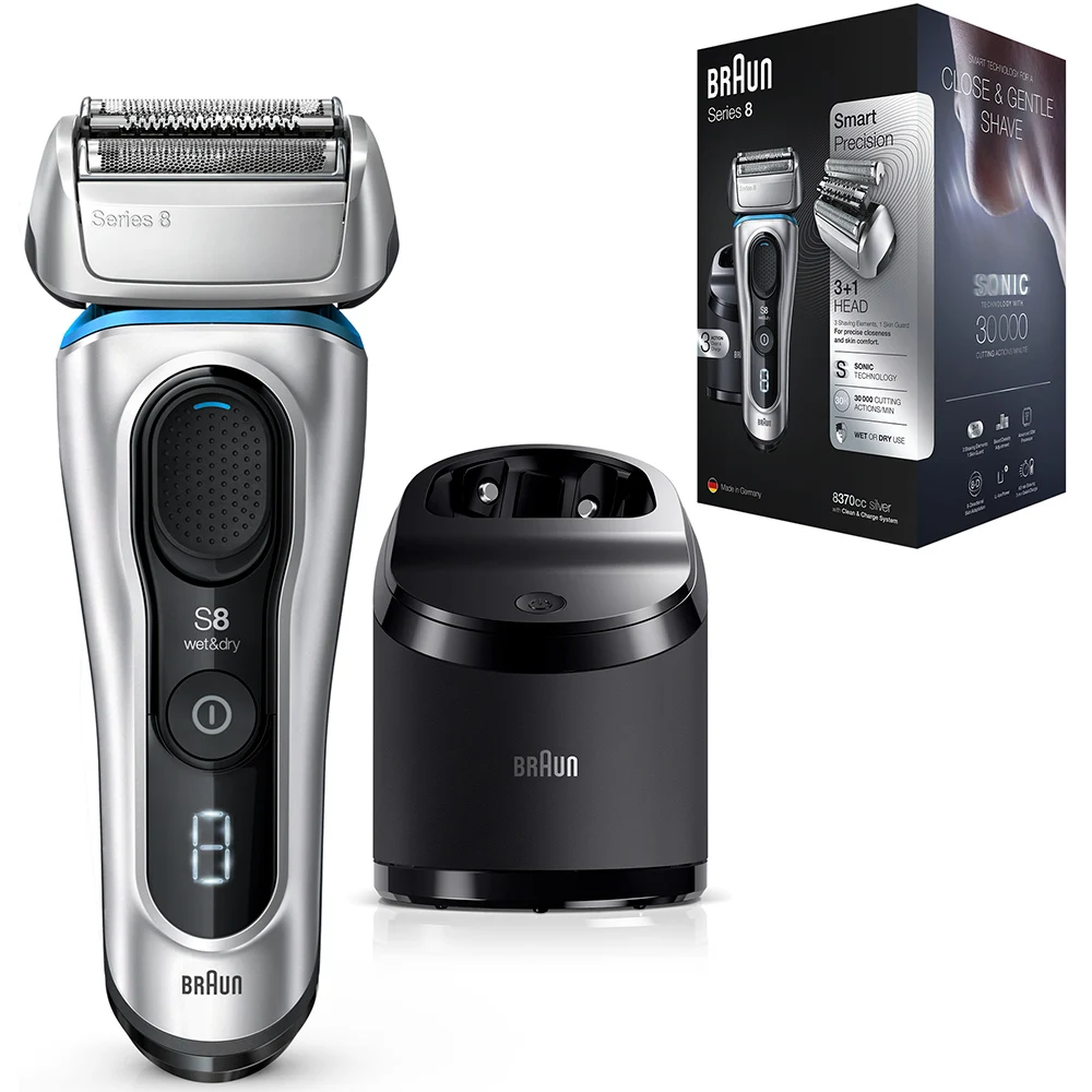 Электробритва Braun Series 8 8390cc со станцией Clean&Charge и тканевым футляром 8390