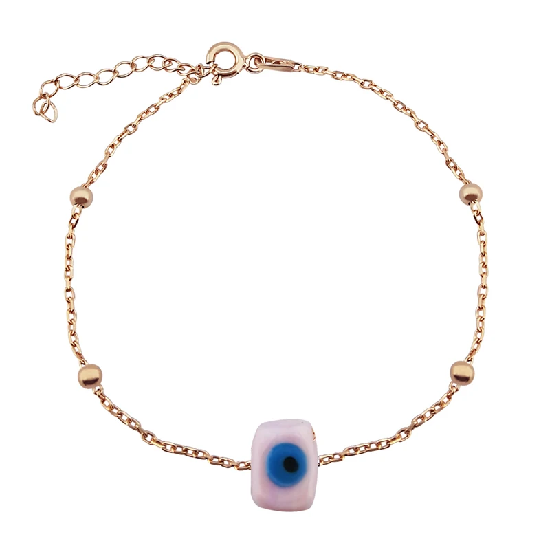 

VAOOV 925 Sterling Silver Pink Cube Evil Eye Bracelet