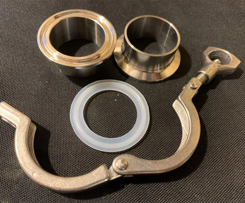 Соединение Кламп 2 дюйма 51 мм Приварной фланец + Хомут Прокладка силикон