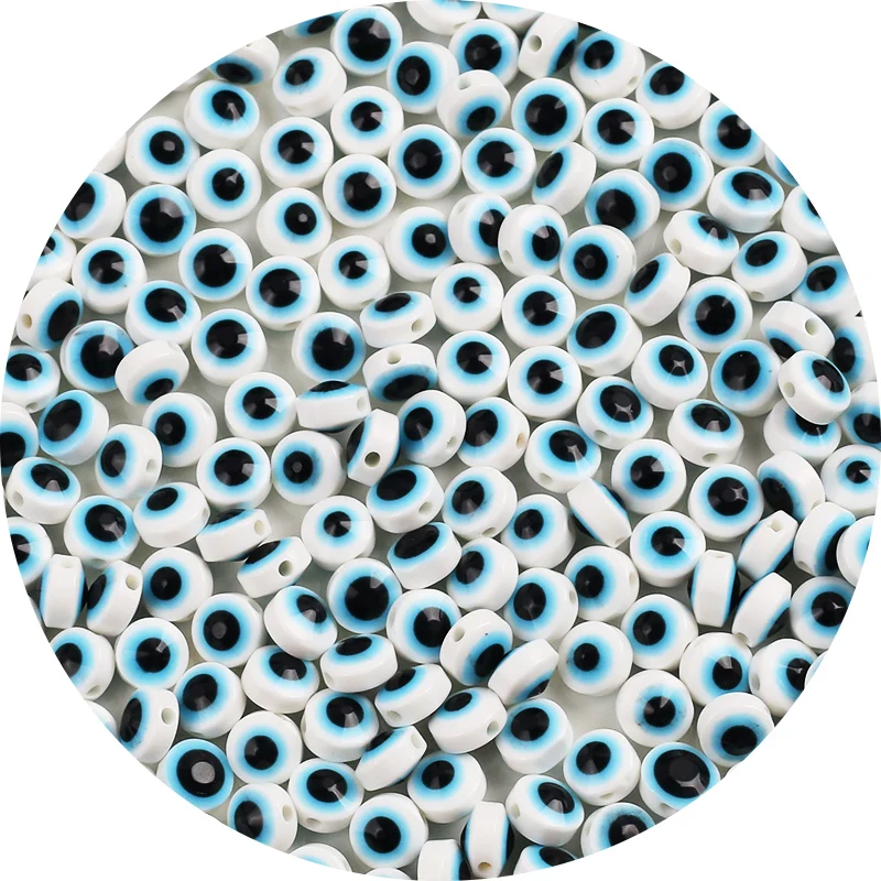 

White Blue Oval Shape Spacer Beads Evil Eye Beads Stripe Resin Spacer Beads for Jewelry Making DIY Bracelet Necklace Charms