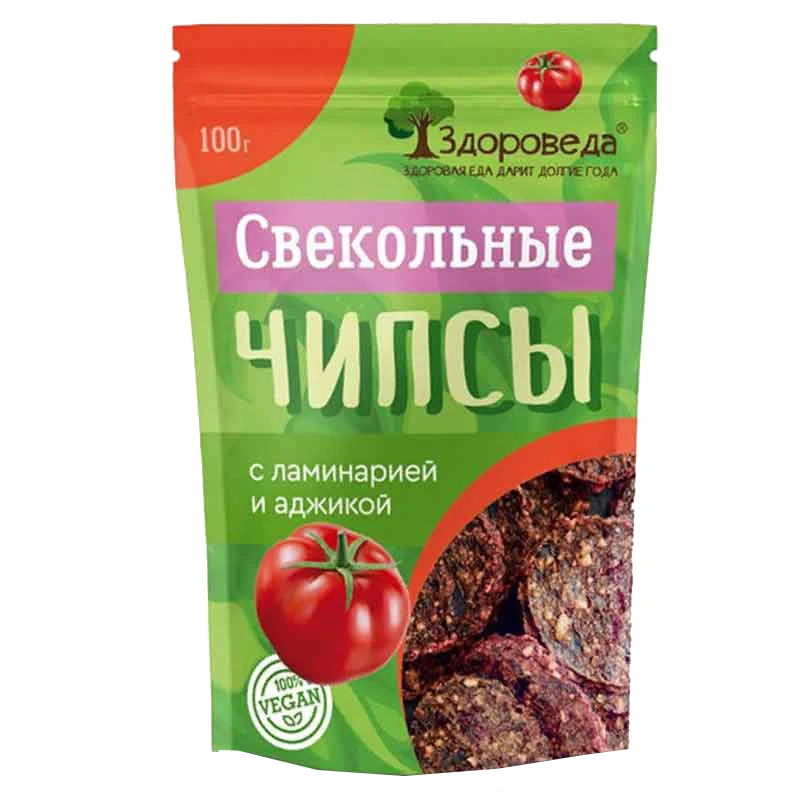 Чипсы овощные Здороведа "Свекольные с ламинарией и аджикой" 100 гр | Продукты