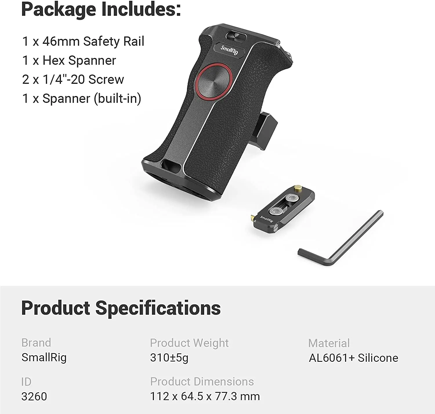 Поворачивающаяся на 360 градусов ручка SmallRig для камеры NATO левая Sony/Canon/Nikon с