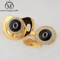 miyocar name initial letter o elegant silver bling pacifier and pacifier clip bpa free dummy bling unique design lo