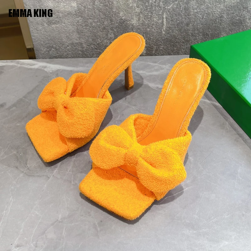 

Женские тапочки, привлекательные босоножки на Пушистом каблуке, мягкая женская обувь, удобные летние уличные тапочки на высоком каблуке, 2022