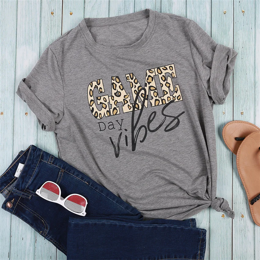 Футболка женская с леопардовым принтом топ коротким рукавом и круглым вырезом