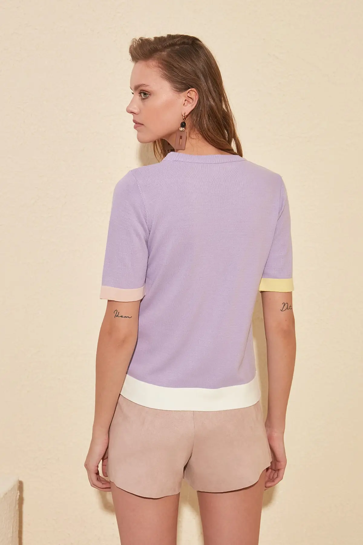 

Trendyol Short-Sleeve Color Block Summery Knitwear TWOSS20KZ0054