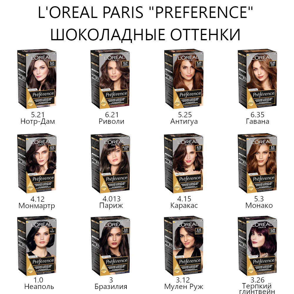 L'Oreal Paris Стойкая краска для волос &quotPreference&quot шоколадные оттенки|Чаши смешивания