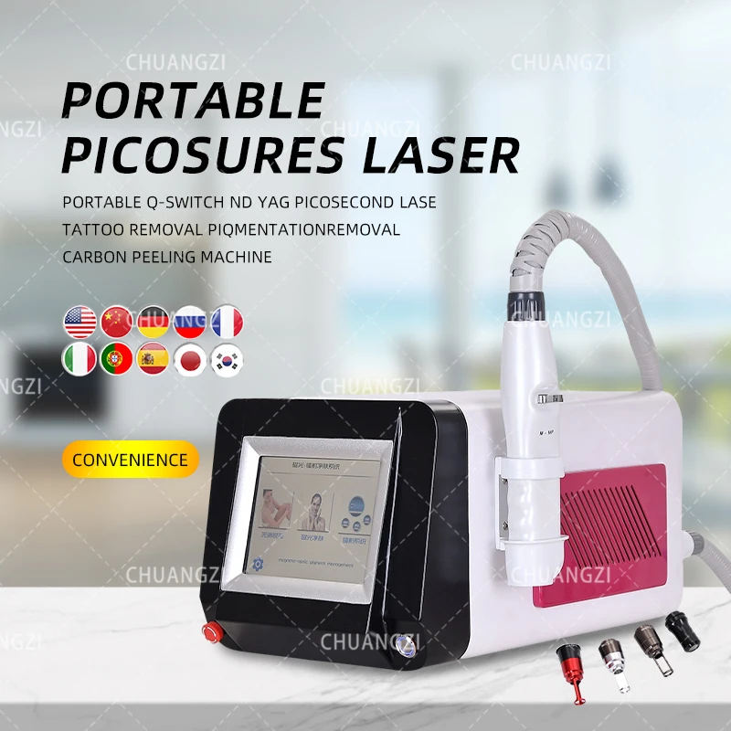 

Newest High Quality Nd Yag Laser755 1320 1064 532nm Picosecond Laser Tattoo Removal Machine Face Skin Care Tools