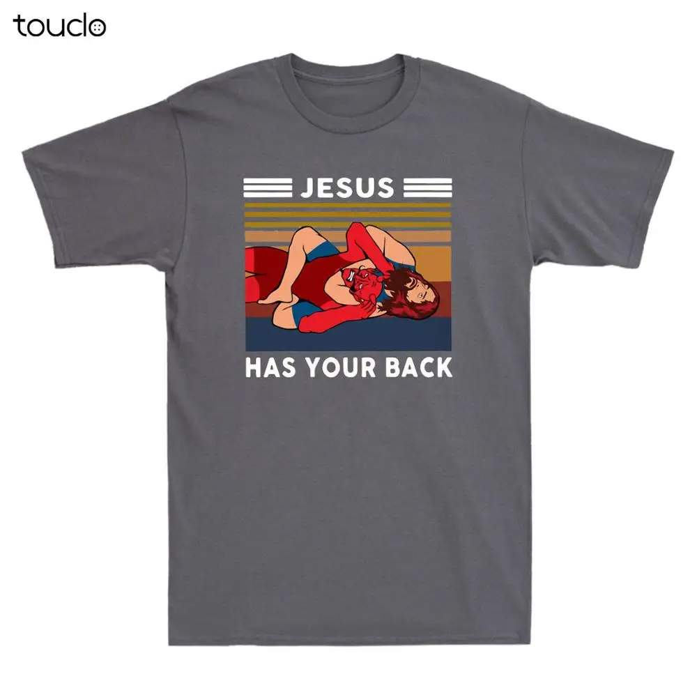 

Jiu Jitsu Wrestling Jesus Has Your Back Funny Christian Gift Retro Men's T-Shirt