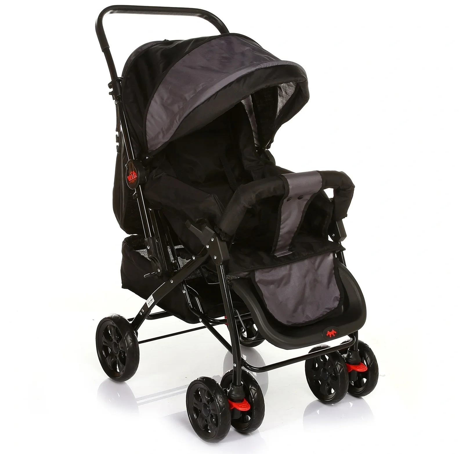 Two-Way Baby Stroller Child cart Wide Bottom Basket Back Biberon In Fabric and Material Pocket