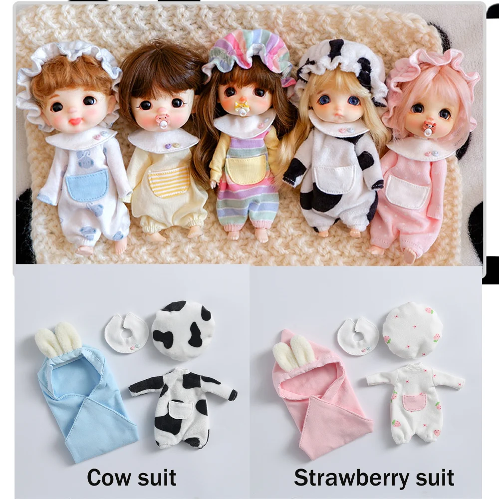 

Cow romper suit pajamas Quilt set Obitsu11 clothes 1/12 BJD doll clothes 4pcs set