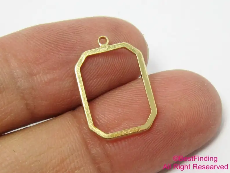 

50pcs Brass charm rectangle earring pendant 18.6x13mm Raw brass Geometric findings -R612