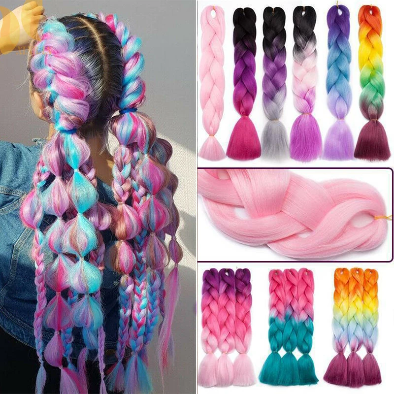 XINRAN розового и фиолетового цветов Голубой Белый Цвет большие синтетические косы