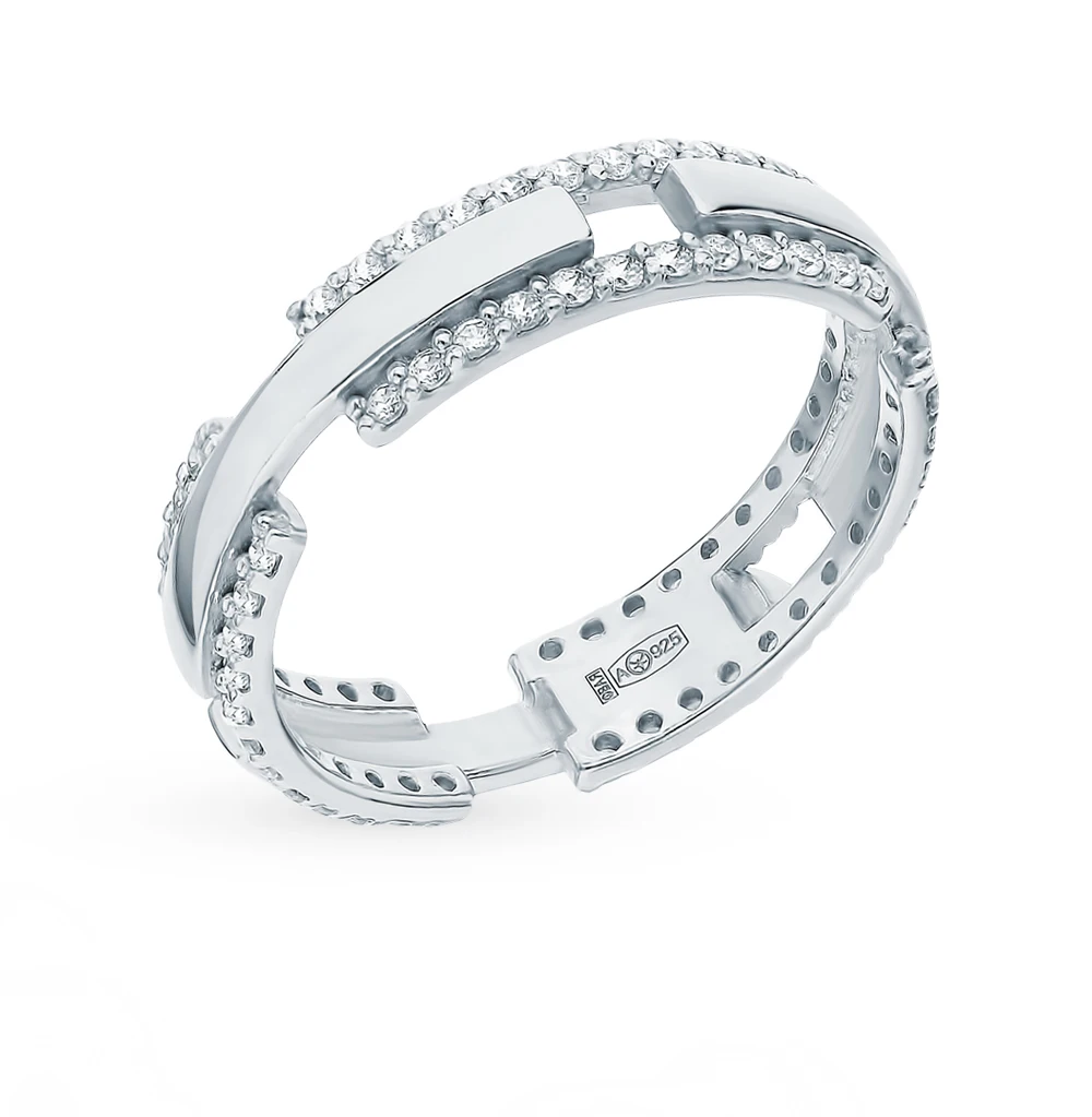 Серебряное кольцо с фианитами SUNLIGHT проба 925|Кольца| |
