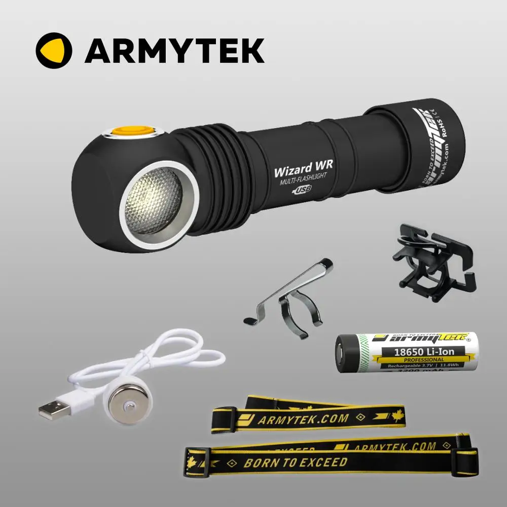 

Фонарик Armytek Wizard WR, 2 цвета (белый/теплый и красный), многофункциональный светодиодный фонарь, USB, перезаряжаемый + литий-ионный аккумулятор ...