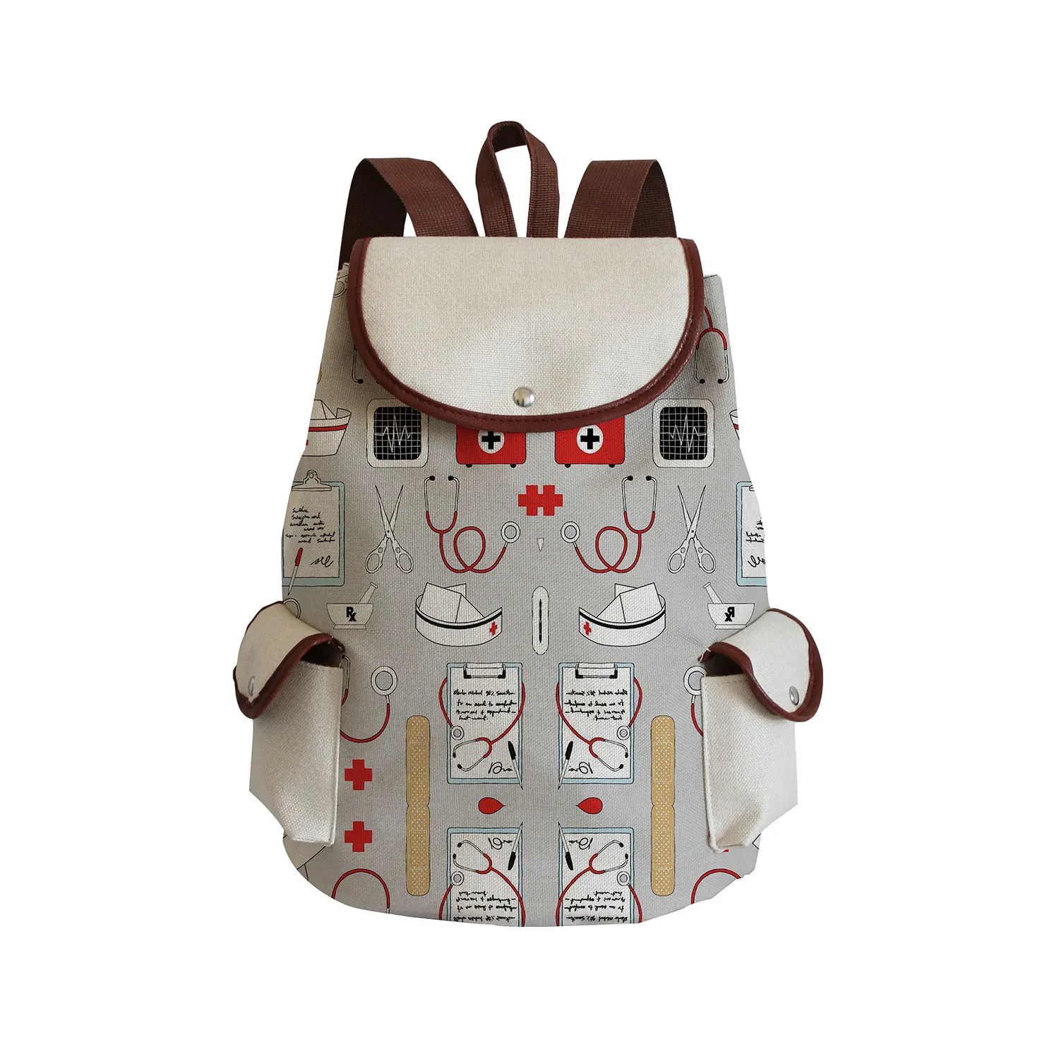 Stethoscope Nurse Drawstring Backpack Large Capacity Linen Backpack Portable School Bag Preppy Book Bag Eco Casual Outdoors Pack