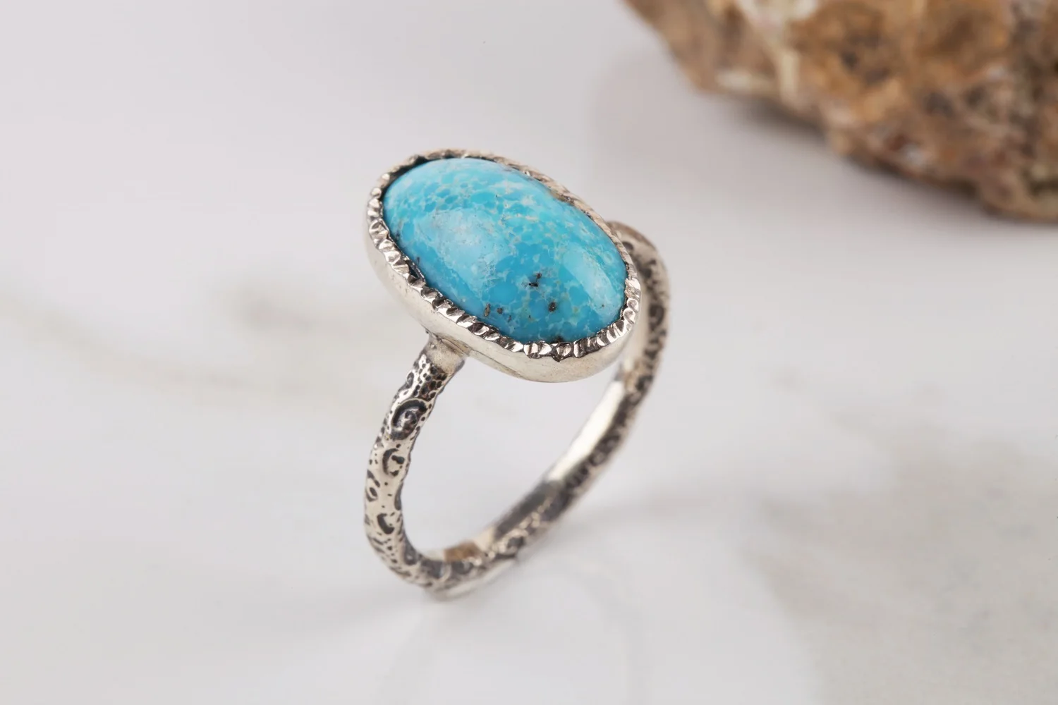 

UM US ювелирные изделия бирюзовый Натуральный камень 925 пробы серебро Для женщин, кольцо, кольцо из нержавеющей стали