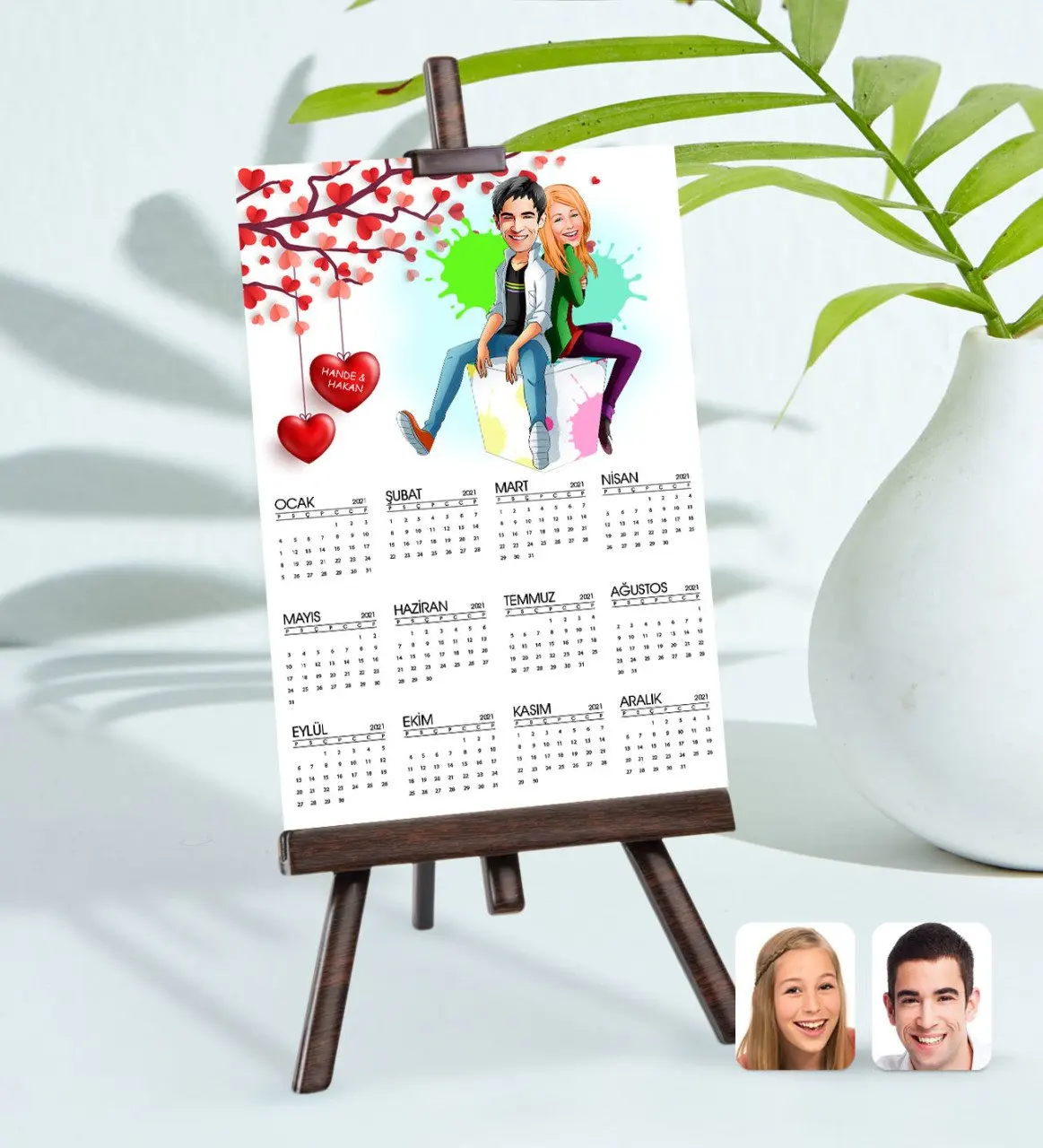 

Personalized 15x21 cm Photo Card Valentine Caricature Of easel 2021 calendar-35