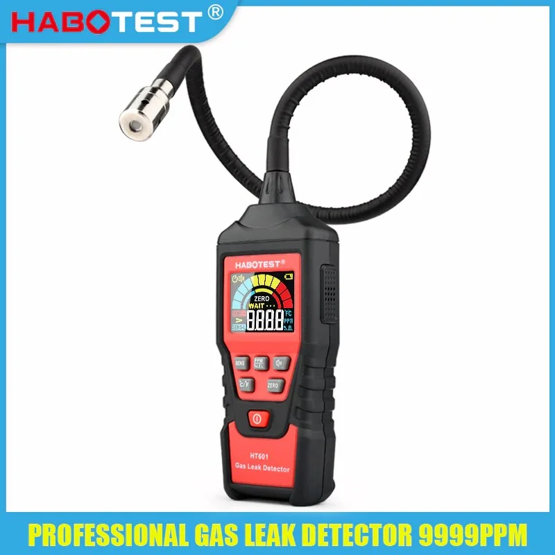 

HABOTEST Gas Leak Detector Gas Analyzer 9999 PPM Meter Combustible Flammable Tester Flexible Probe Sound Light Alarm HT601