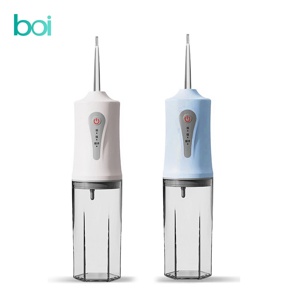 

[Boi] 4 Nozzles IPX7 Waterproof Removable Water Tank Rechargeable Oral Irrigator Dental Floss Adult Teeth Cleaning Devices