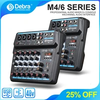 debra m 46 protable mini mixer audio dj console with sound card usb 48v phantom power for pc recording singing webcast party