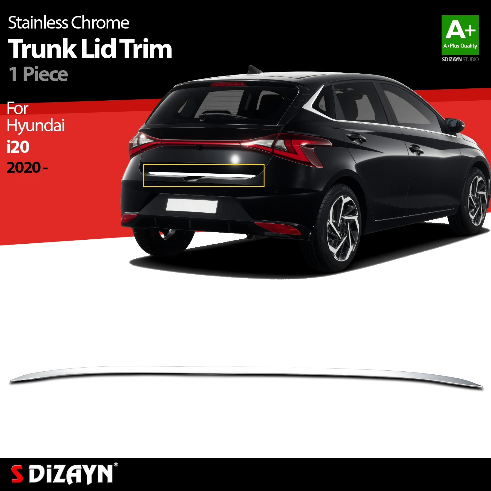 

S Dizayn For Hyundai i20 Chrome Trunk Trim Stainless Steel 1 Pc Quality Exterior Car Accessories Parts Auto Products Stickers